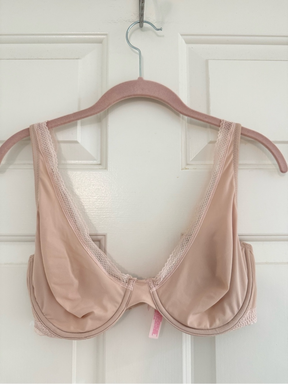 Victorias Secret Unlined Demi Bra Lace Trim Beige 36D beige/nude